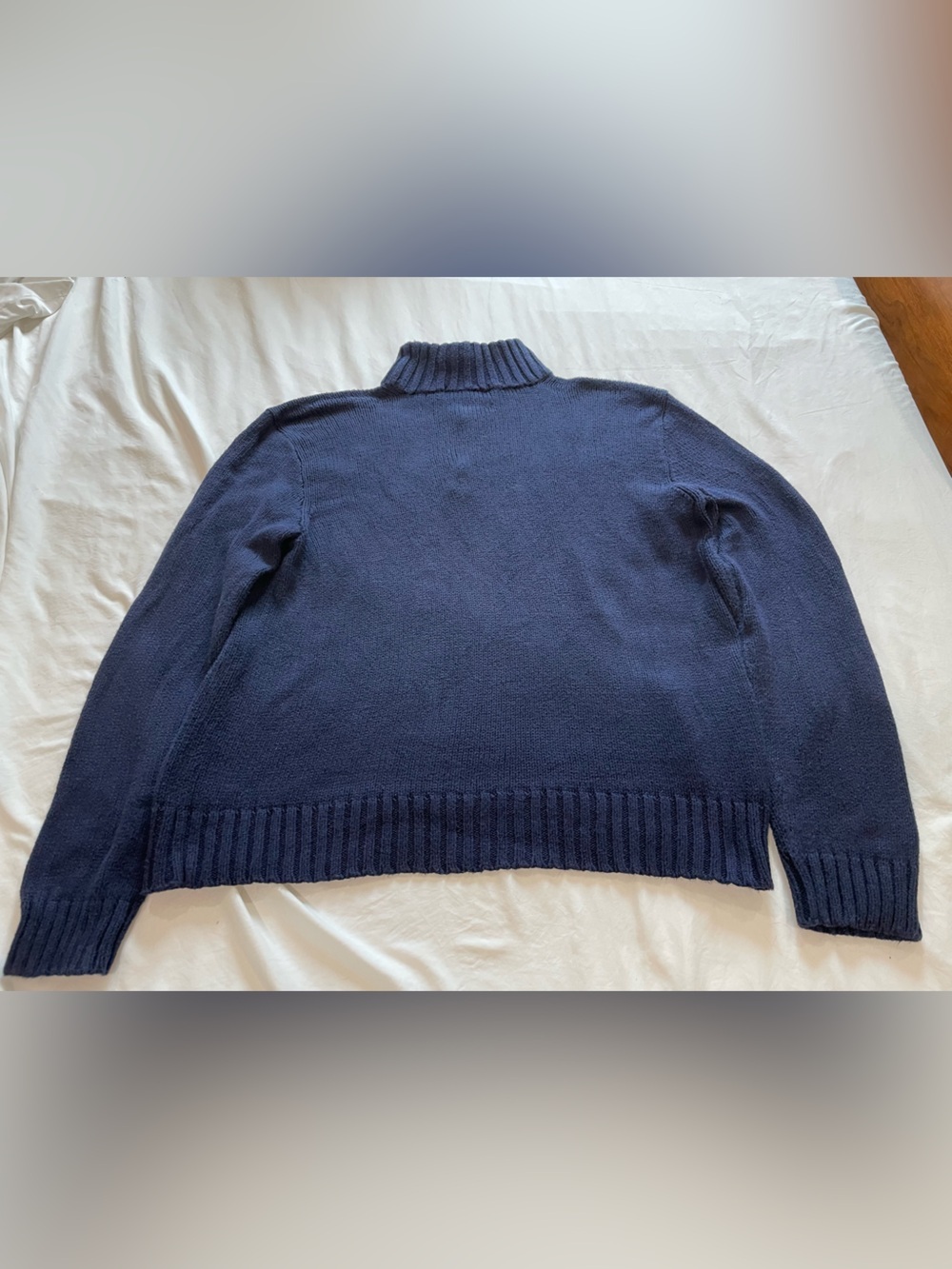Ralph Lauren Navy Quarter-Zip Sweater with Red Pony Vintage - Picture 4 of 5